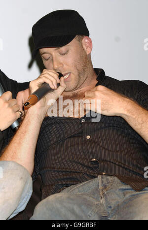 J (Jason 'J' Brown) from boyband Five - who now comprise four members - during a press conference to announce their reunion, at Bar Academy in Islington, north London. Stock Photo