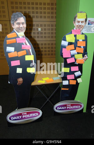 Delegates to the Labour Party conference have posted their thoughts on Prime Minister Tony Blair and Chancellor Gordon Brown on two cut-outs of the party heavyweights situated in one of the conference exhibition halls, at the G-Mex Centre, in Manchester. PA Photo John Giles Stock Photo