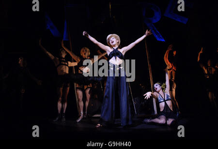 The cast (including Anna Maxwell Martin as Sally Bowles, centre) during a photocall for the musical Cabaret at The Lyric Theatre, central London. Stock Photo