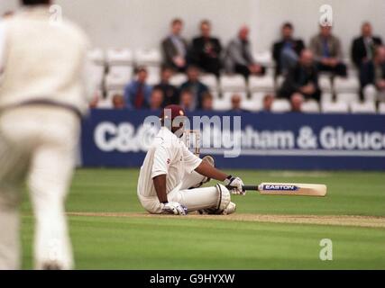 Cricket - NatWest Trophy - Round Four - Northamptonshire v Yorkshire. Northamptonshire's Adrian Rollins watches as the umpire gives him lbw Stock Photo