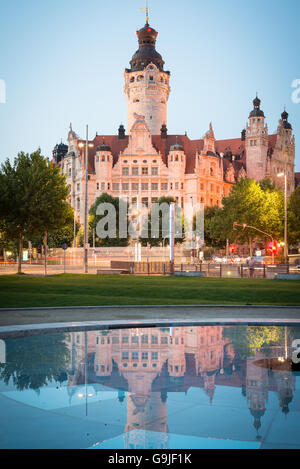 Leipzig New City Hall at Night Stock Photo