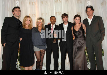 The cast and crew of Doctor Who including (L-R) David Tennant, Billie Piper, Camille Coduri and Noel Clarke, at the National Television Awards 2006 at the Royal Albert Hall in west London. Stock Photo