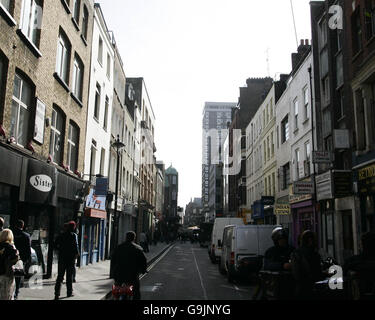 Berwick Street in Soho, London, used by Oasis for the album cover on What's the story morning glory. Stock Photo