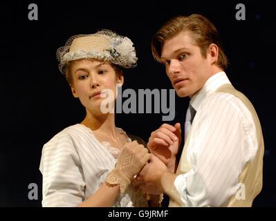 Rosamund Pike and Chris Carmack during a photocall for Tennessee Williams' 1948 play 'Summer And Smoke', at the Apollo Theatre in Shaftsbury Avenue, central London, Stock Photo