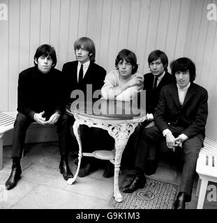 The Rolling Stones, left to right: Keith Richards, Brian Jones, Mick Jagger, Charlie Watts and Bill Wyman. Stock Photo