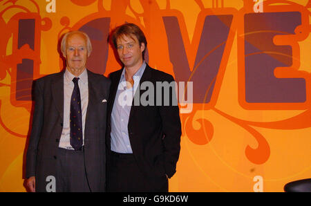 Sir George Martin, the 'fifth Beatle', with his son Giles Martin promoting the new Beatles 'Love album' at Abbey Road Studios in London. Stock Photo