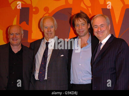 **ALTERNATE CROP** (From left) Tony Wadsworth, CEO of EMI, Sir George Martin, the 'fifth Beatle', Giles Martin and Paul Gambaccini promote the new Beatles 'Love album' at Abbey Road Studios in London. Stock Photo