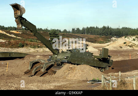 The Army's new heavily armoured engineer tank is unveiled at Bovington Military Training Area in Dorset. Stock Photo