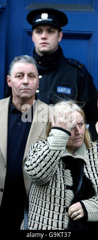 Larry and Esther Wheelock leaves Dublin Coroners Court during the inquest into the death of their son Terence, 20, who died after being found unconscious in a cell at Store Street Garda Station in Dublin last year. Stock Photo