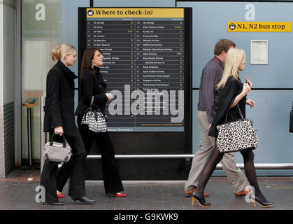 Generic stock Heathrow. Signs at London's Heathrow Airport. Stock Photo