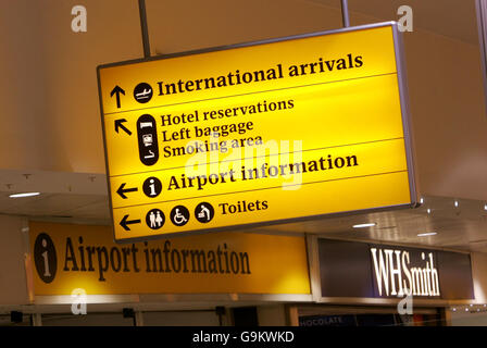 Generic stock Heathrow. Signs at London's Heathrow Airport. Stock Photo