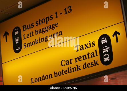 Generic stock Heathrow. Signs at London's Heathrow Airport. Stock Photo