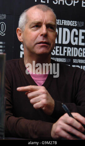 Neil Tennant of the Pet Shop Boys attend an instore signing to launch the Pet Shop Boys Catalogue, celebrating the twentieth anniversary of their first album in 1986, at Selfridges in central London. Stock Photo