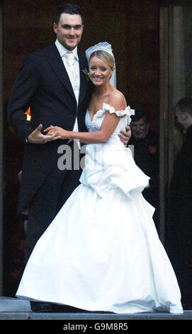 Lucy Davis Wedding, St Paul's Cathedral - London. Actress Lucy Davis after she married Welsh actor Owain Yeoman at St Paul's Cathedral in London. Stock Photo