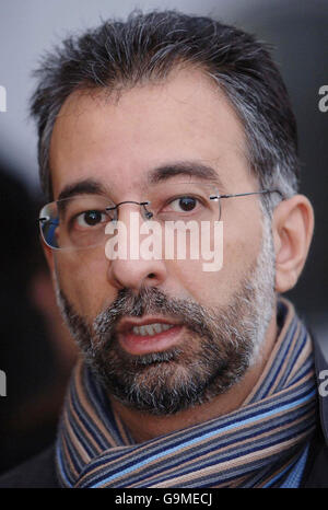 Imran Khan, the lawyer representing Adel Yahya, arrives at Woolwich Crown Court in south London, where Yahya and five others went on trial accused of plotting to murder people in alleged bombing bids. Stock Photo