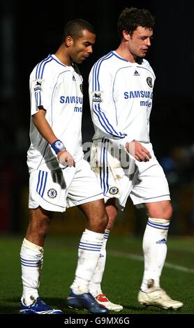 Soccer - Carling Cup - Semi Final - Wycombe Wanderers v Chelsea - Causeway Stadium. Chelsea's Ashley Cole and Wayne Bridge Stock Photo