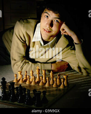 David Howell, 16, at home in Seaford, East Sussex, after becoming Britain's youngest ever chess grandmaster. Stock Photo