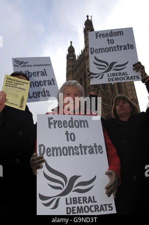 Lib Dems protest outside Westminster Stock Photo