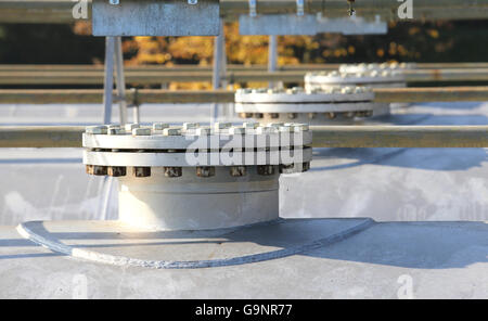 gigantic pressure vessel for storage of the natural gas in the refinery factory Stock Photo