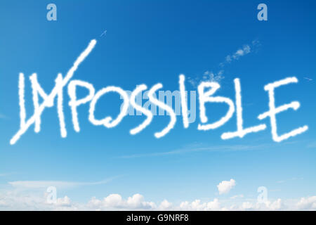 "impossible" written in the blue sky Stock Photo