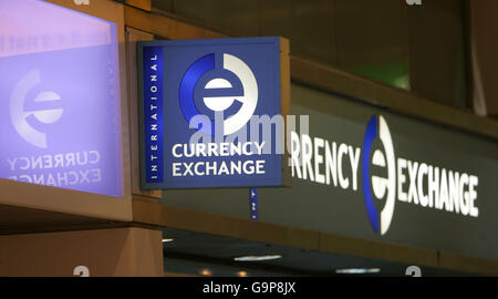 A Bureau de Change operated by ICE International Currency Exchange at Heathrow's Terminal 1. Stock Photo