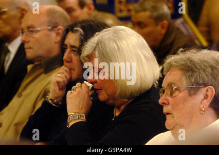 Survivors and relatives of victims listen to a roll call of names during a service, held at the British and International Sailors' Society centre in Dover, Kent, commemorating the 20th anniversary of the Zeebrugge ferry disaster. Stock Photo