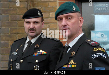 Belgian Engineer Divers Johan Feliers, left, and Jan Vandenbosch attend a service, held at the British and International Sailors' Society centre in Dover, Kent, commemorating the 20th anniversary of the Zeebrugge ferry disaster. Stock Photo