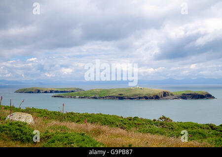St Tudwell's Island West where Bear Gryls lives in Cardigan Bay off Lleyn Peninsula / Pen Llyn coast near Abersoch Gwynedd Wales Stock Photo