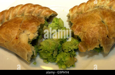 A fish, chips and mushy peas pasty on Friday, March 2nd. Stock Photo