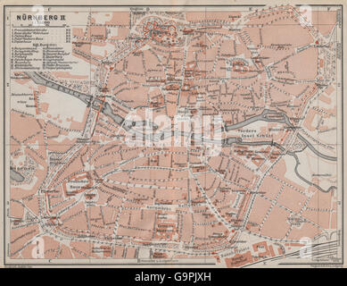 NÜRNBERG antique town city stadtplan. Nuremberg. Bavaria karte, 1914 ...