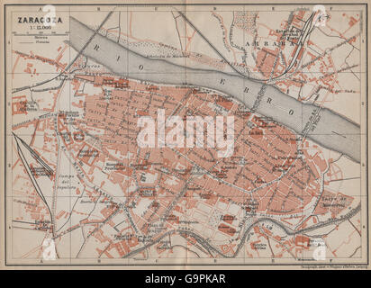 ZARAGOZA. Vintage town city map plan. Spain, 1930 Stock Photo - Alamy