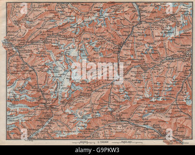 ST GOTTHARD area. Andermatt Engelberg Silenen Gadmen Ulrichen Disentis, 1897 map Stock Photo