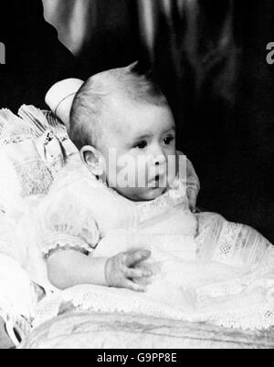 Taken by Royal Command, this new and happy picture shows the Prince Charles in the private sitting room of Princess Elizabeth and the Duke of Edinburgh at Buckingham Palace Stock Photo