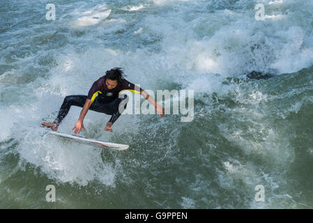 Surfer Eisbach Stock Photo