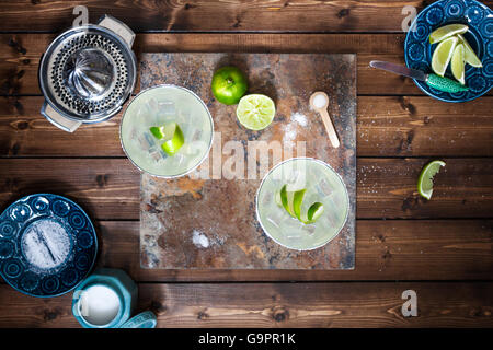 Classic Margarita Cocktails Aesthetic, Lifestyle Imagery Ideal For Menus, Social Media Blogging, Website, Print Stock Photo