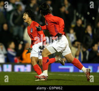 Soccer - International Friendly - Greece v South Korea - Craven Cottage. South Korea's Lee Chun Soo celebrates his goal Stock Photo