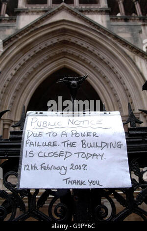 Staff are locked out of the Royal Courts of Justice today when a power cut affected the heart of London, as part of the city was left without power after a burst water main flooded an electricity substation. Stock Photo