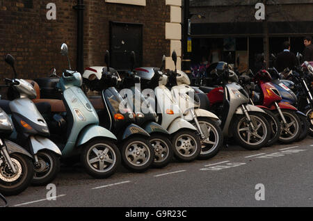 Generic transport pics. Motor cycle parking in London. Stock Photo