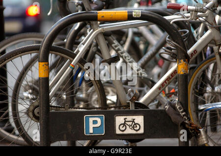 Generic transport pics. Bicycle parking, in London. Stock Photo