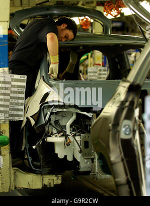 Assembly line of the new Toyota Auris at Toyota, Burnaston, Derbyshire.. PRESS ASSOCIATION Photo. Monday February 26, 2006. See PA story. Rui Vieira/PA. Stock Photo