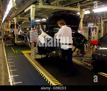 Assembly line of the new Toyota Auris at Toyota, Burnaston,, Derbyshire.. PRESS ASSOCIATION Photo. Monday February 26, 2006. See PA story. Rui Vieira/PA. Stock Photo