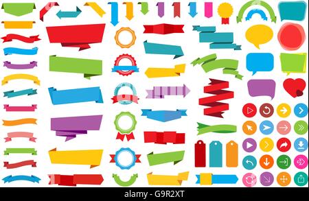 This image is a vector file representing Ribbon Labels Stickers Banners vector design collection. Stock Vector
