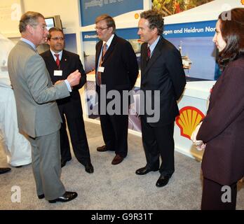 Prince Charles visits the British Council Climate Change Exhibition at the British School Al Khubairat, Abu Dhabi. Stock Photo