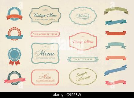 This image is a vector file representing a Premium Vintage Labels Vector Design Elements Collection Set. Stock Vector