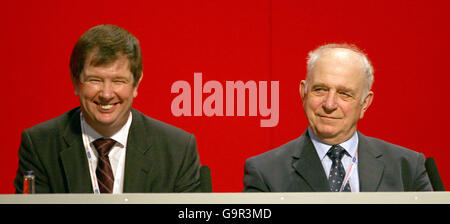 (left to right) Chris Roberts, geeraln secretary of Welsh Labour and Tecwyn Thomas, party chair, during the Welsh Labour Party Conference at Venue Cymru in Llandudno, Wales Stock Photo
