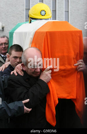 Volunteer firefighter funeral in Ireland Stock Photo