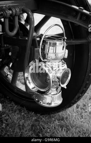 Brass lamp on the rear of a vintage Rolls Royce Stock Photo