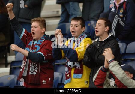 Soccer - Coca-Cola Football League Championship - Preston North End v Burnley - Deepdale. Burnley fans take their seats in the away section, before the match. Stock Photo