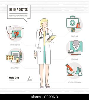 professional female doctor with - Professional Female Doctor Infographic Skills Resume With Tools Medical G9r9nb
