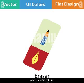 Eraser icon. Flat color design. Vector illustration. Stock Vector